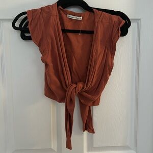 Abercrombie Tie Front Tank Top, Orange, S